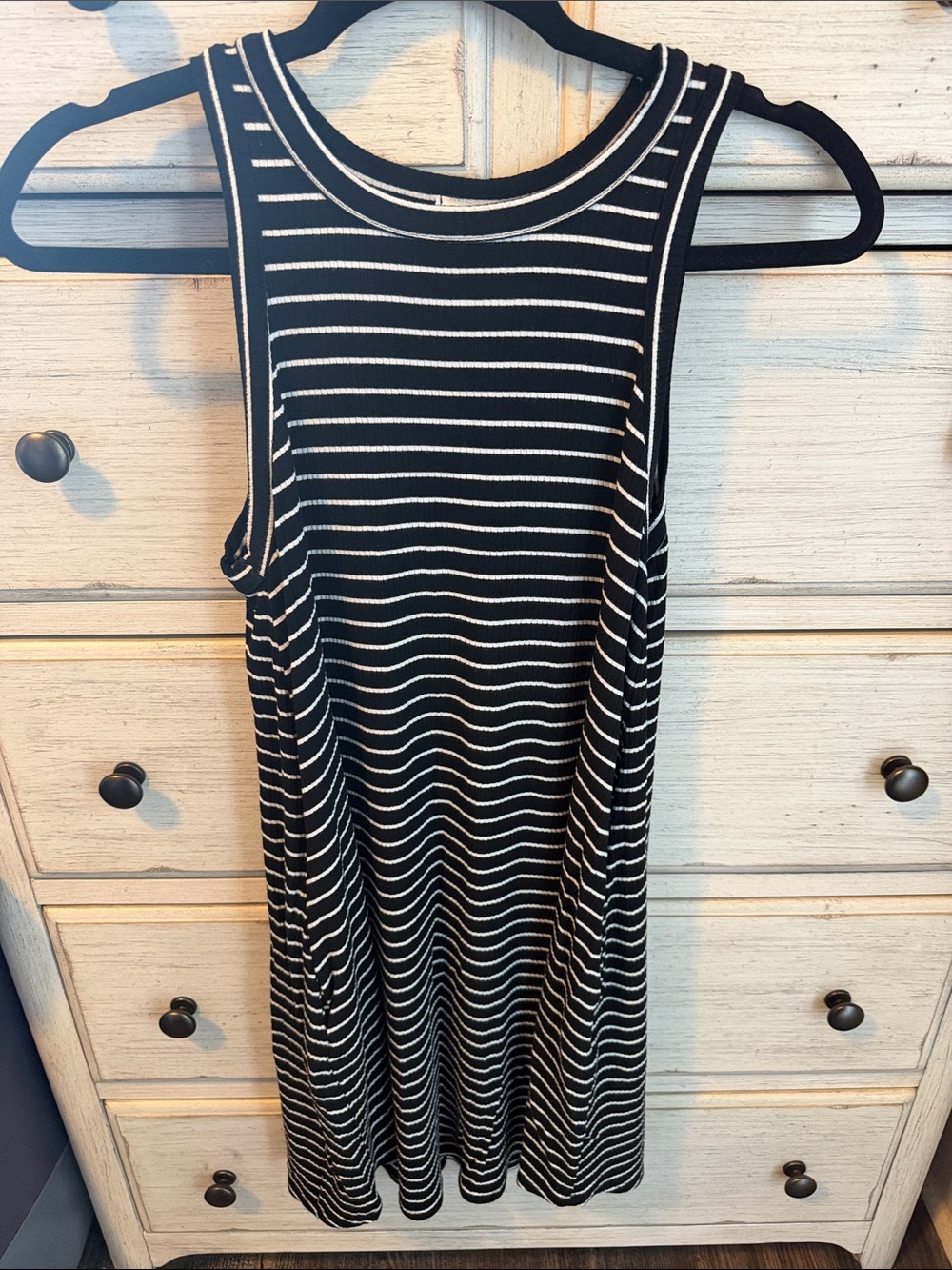 Black & White Striped Sleeveless Dress